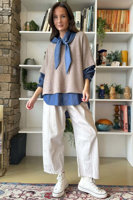 Gaberdine Barrel Pant Stone 