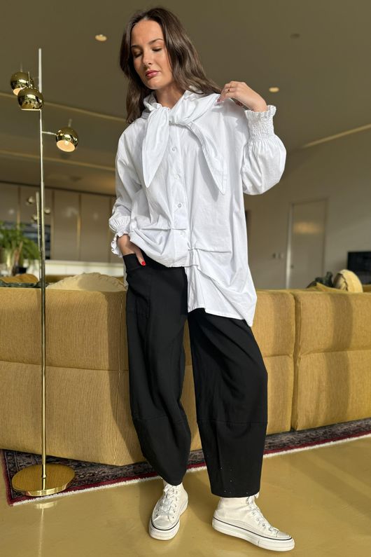 Gaberdine Shelby Barrel Pant Black