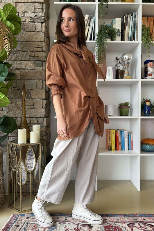 Gaberdine Shelby Barrel Pant Stone **