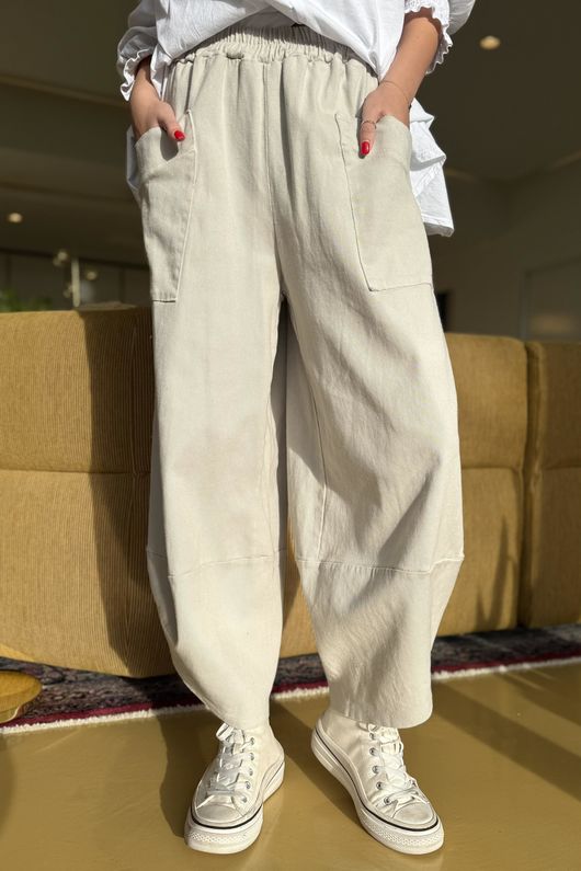 Gaberdine Shelby Barrel Pant Stone /15=