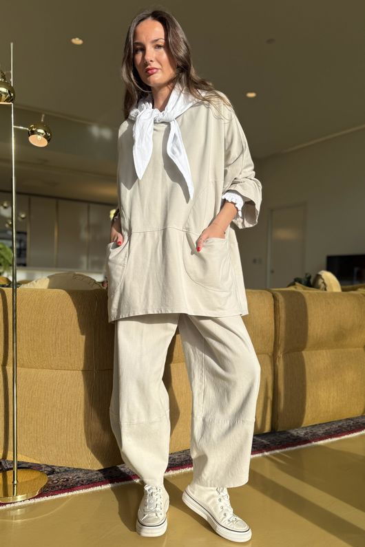 Gaberdine Shelby Barrel Pant Stone