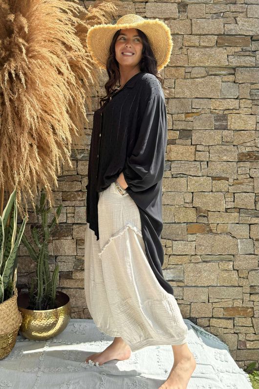 Golden Threads Dobby High Low Shirt Black /10 =