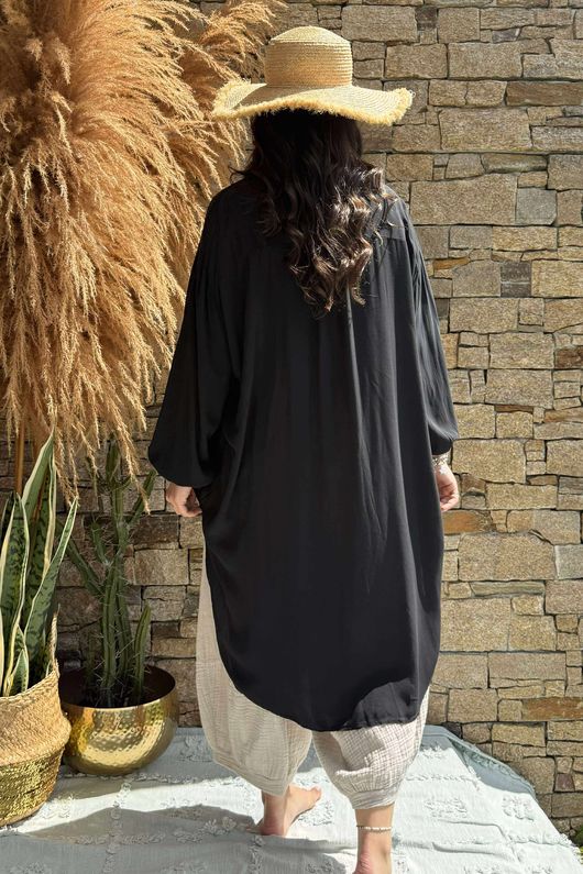 Golden Threads Dobby High Low Shirt Black /10 =