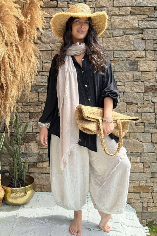 Golden Threads Dobby High Low Shirt Black /10 =