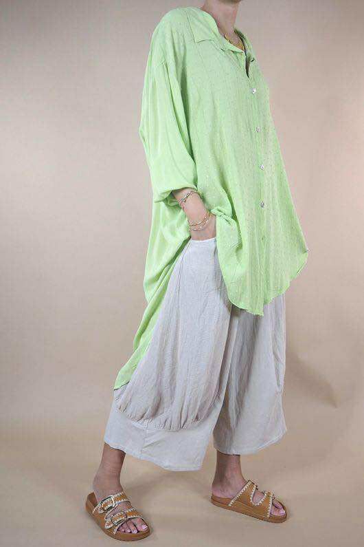 Golden Threads Dobby High Low Shirt Soft Lime /14 =