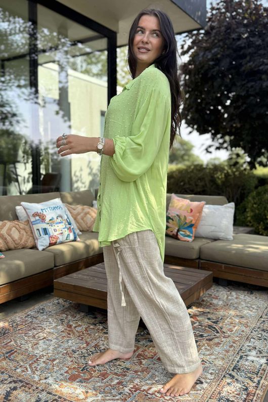 Golden Threads Dobby High Low Shirt Soft Lime `/11 