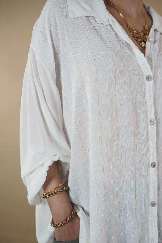 Golden Threads Dobby High Low Shirt White /10 =
