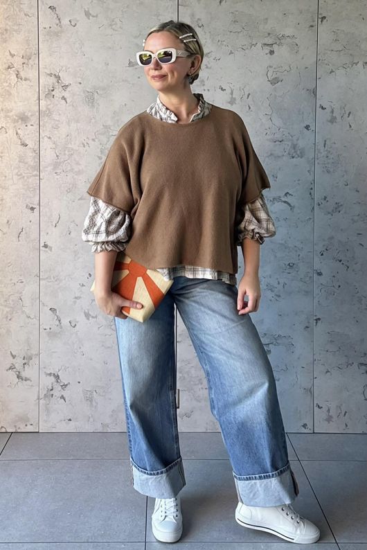 Greta Check Country Smock Stone 