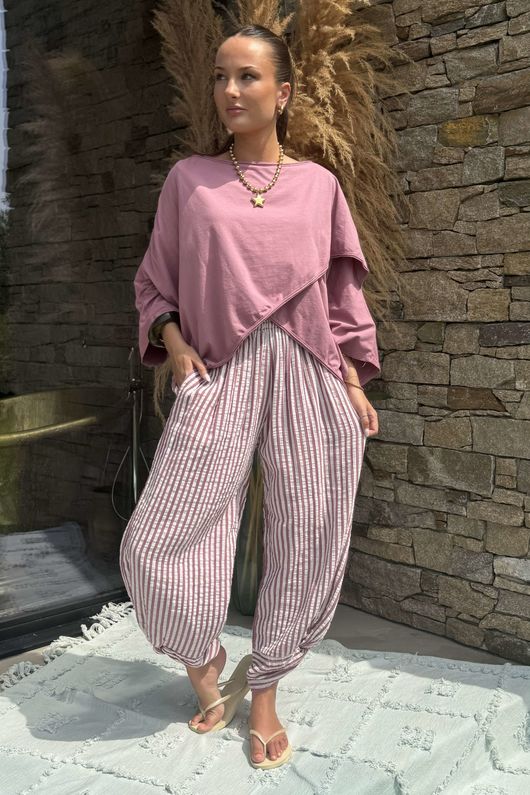 Hamptons Weekend Twist Pant Plum