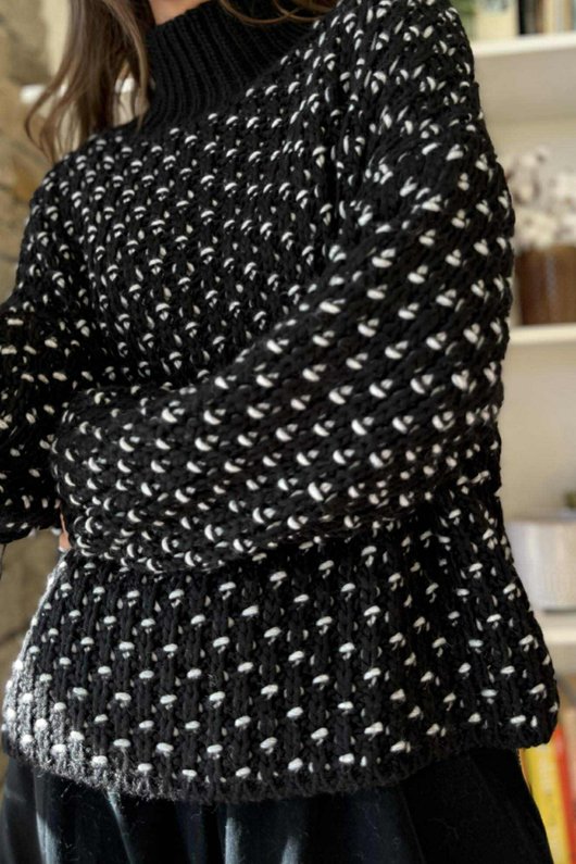 Heritage Funnel Neck Knit Jumper Black