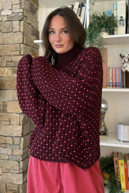 Heritage Funnel Neck Knit Jumper Burgundy /10 pre order due approx 10 days