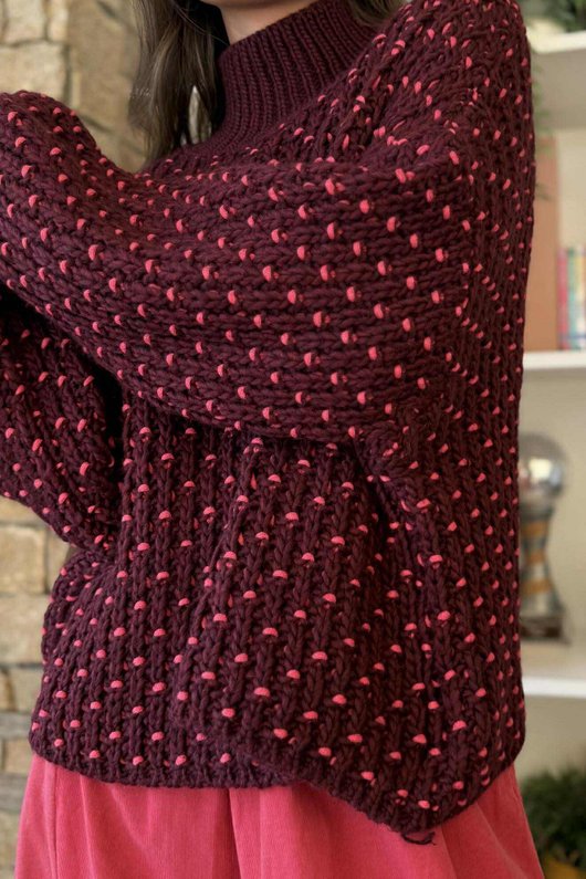 Heritage Funnel Neck Knit Jumper Burgundy