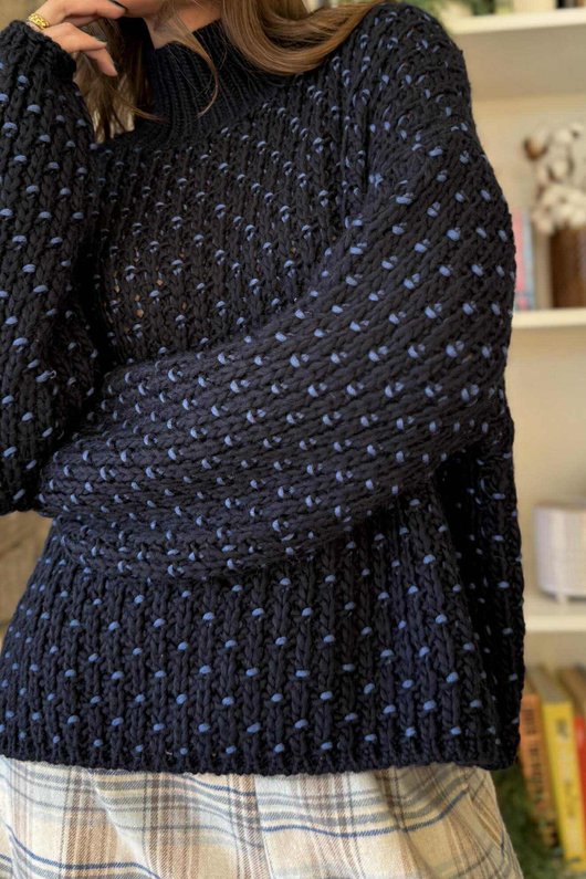 Heritage Funnel Neck Knit Jumper Navy 