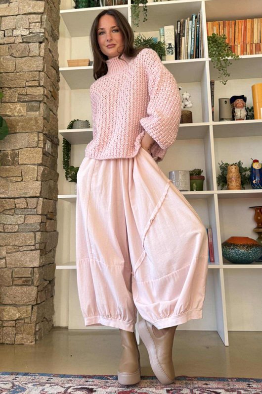 Heritage Funnel Neck Knit Jumper Rose