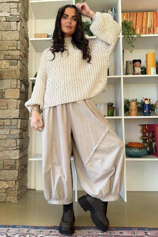 Heritage Funnel Neck Knit Jumper Stone