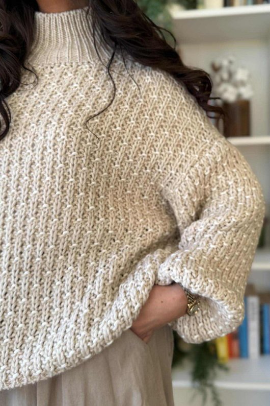 Heritage Funnel Neck Knit Jumper Stone