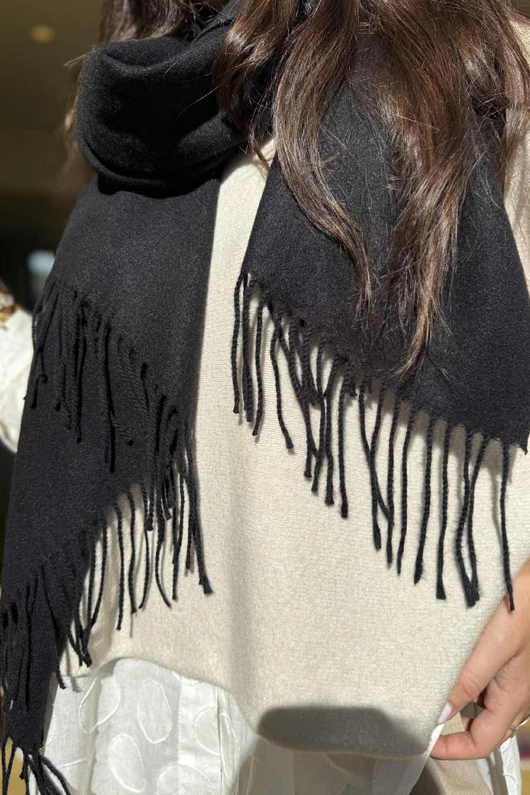 Highland Cotton Cashmere Scarf Black /10 