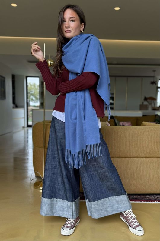 Highland Cotton Cashmere Scarf Denim 