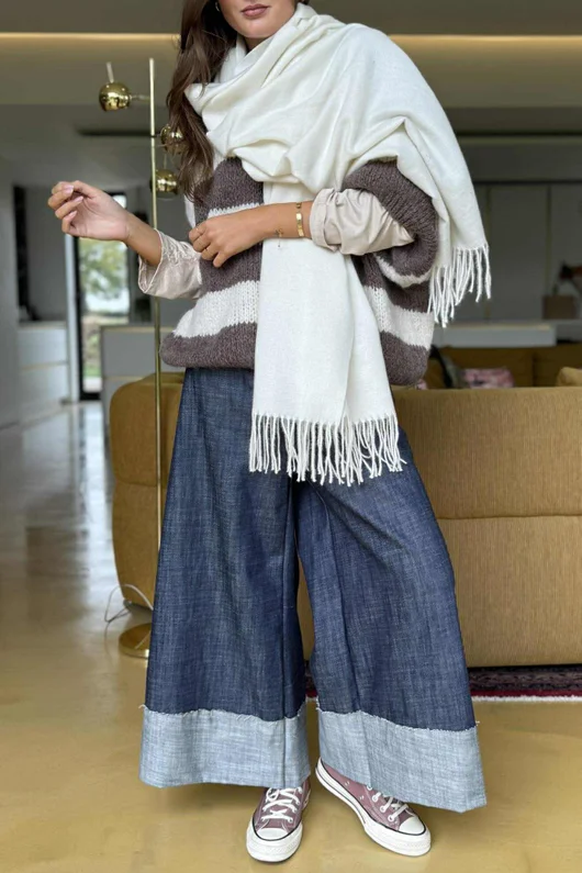 Highland Cotton Cashmere Scarf Ecru 