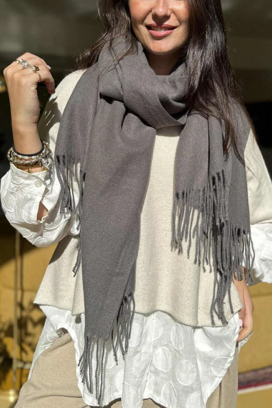 Highland Cotton Cashmere Scarf Graphite 