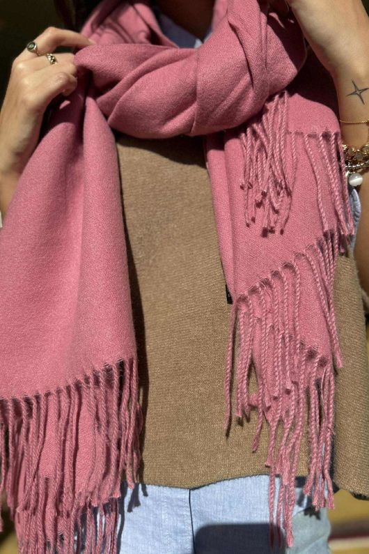 Highland Cotton Cashmere Scarf Indain Pink
