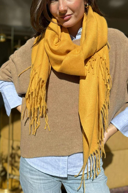 Highland Cotton Cashmere Scarf Ochre