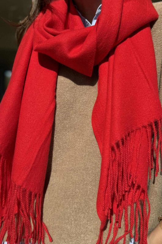 Highland Cotton Cashmere Scarf Rouge