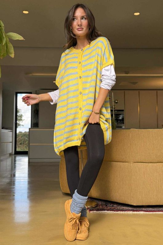 Hoxton Stripe Gilet Yellow Denim
