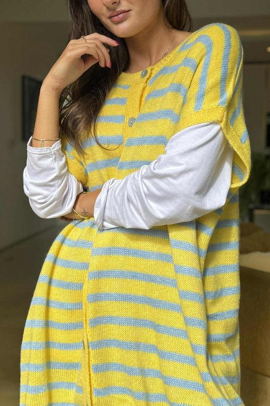 Hoxton Stripe Gilet Yellow Denim