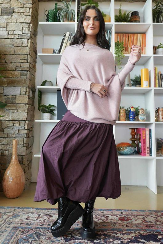 Huggle Asymmetric Draped Knit Jumper Antique Rose