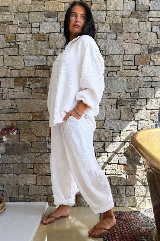 Hush Pillow Cotton Boyfriend Shirt White