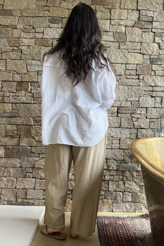 Hush Pillow Cotton Boyfriend Shirt White 