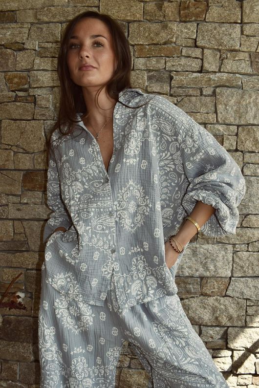 Hush Pillow Cotton Bandana B Boyfriend Shirt Cloud Grey