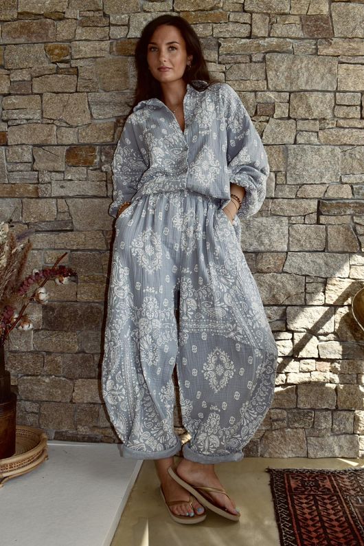 Hush Pillow Cotton Bandana B Boyfriend Shirt Cloud Grey
