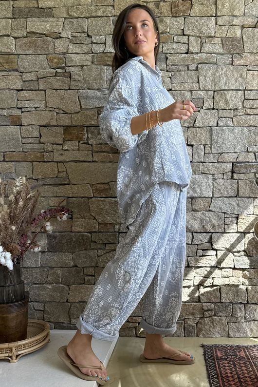 Hush Pillow Cotton Bandana B Boyfriend Shirt Cloud Grey