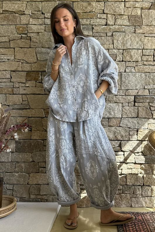 Hush Pillow Cotton Bandana B Boyfriend Shirt Cloud Grey