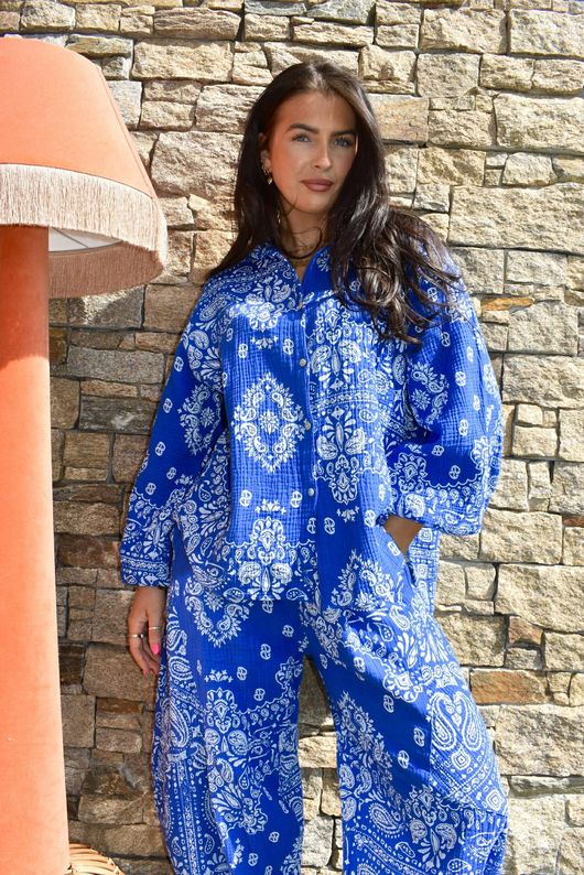 Hush Pillow Cotton Bandana B Boyfriend Shirt Malibu Blue