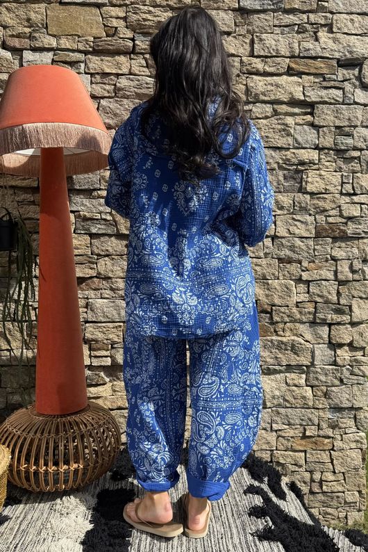 Hush Pillow Cotton Bandana B Boyfriend Shirt Malibu Blue