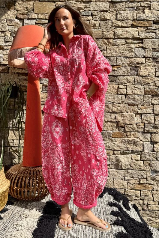 Hush Pillow Cotton Bandana B Boyfriend Shirt Miami Pink