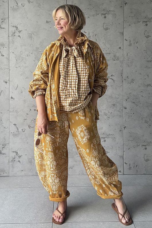 Hush Pillow Cotton Bandana B Boyfriend Shirt Mustard