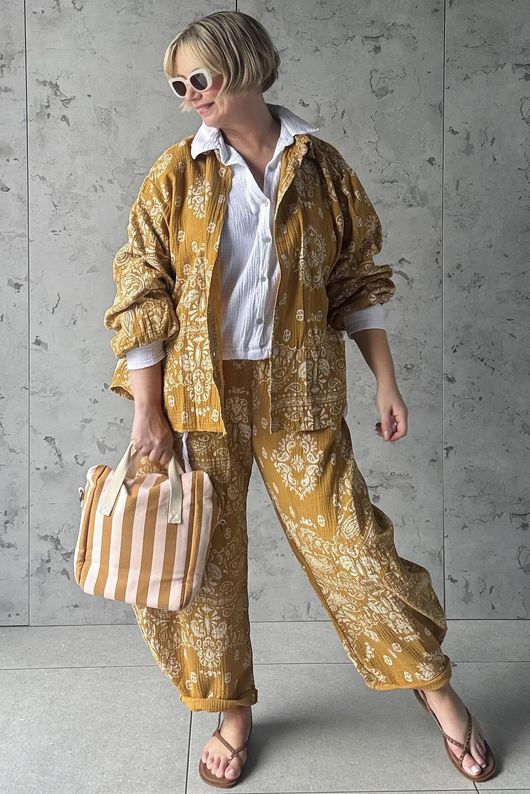 Hush Pillow Cotton Bandana B Boyfriend Shirt Mustard