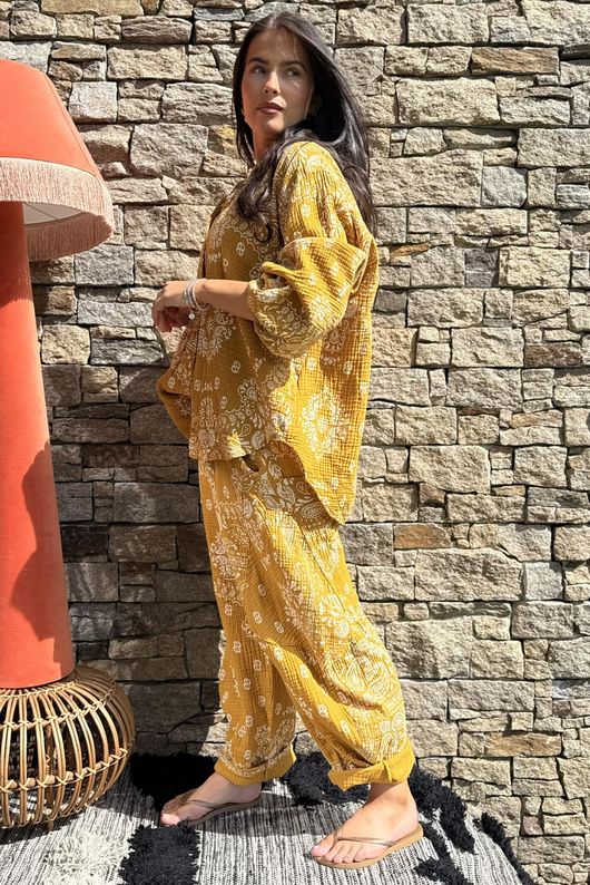 Hush Pillow Cotton Bandana B Boyfriend Shirt Mustard