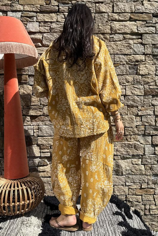 Hush Pillow Cotton Bandana B Boyfriend Shirt Mustard