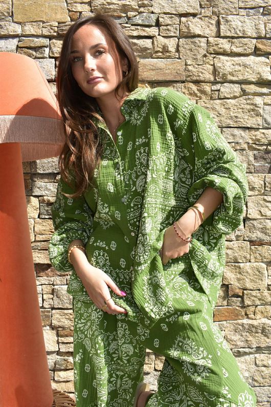 Hush Pillow Cotton Bandana B Boyfriend Shirt Rio Green