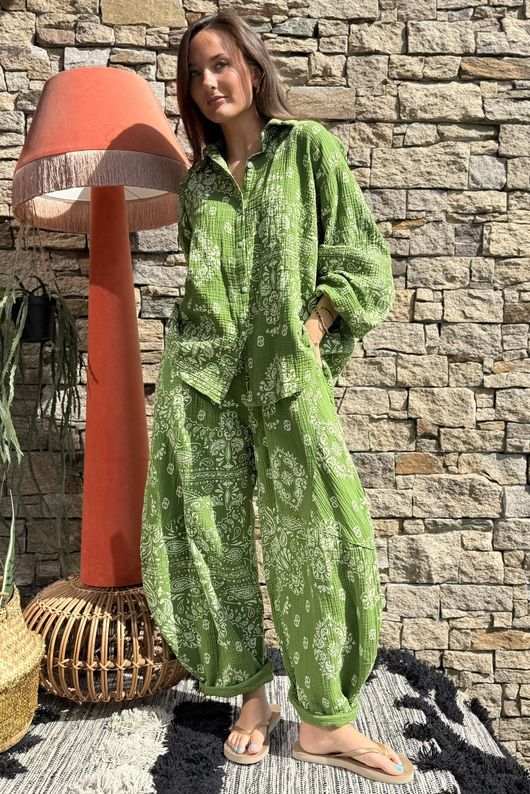 Hush Pillow Cotton Bandana B Boyfriend Shirt Rio Green
