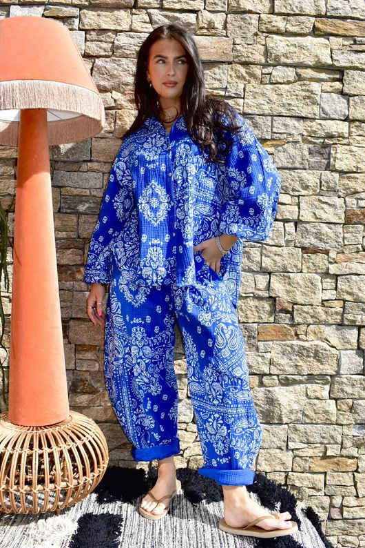 Hush Pillow Cotton Bandana B Classic Barrel Pant Malibu Blue