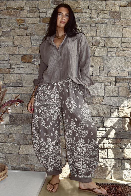 Hush Pillow Cotton Bandana B Classic Barrel Pant Mocha