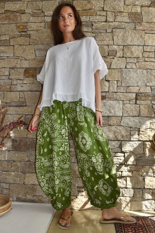 Hush Pillow Cotton Bandana B Classic Barrel Pant Rio Green Pre order 2 weeks 