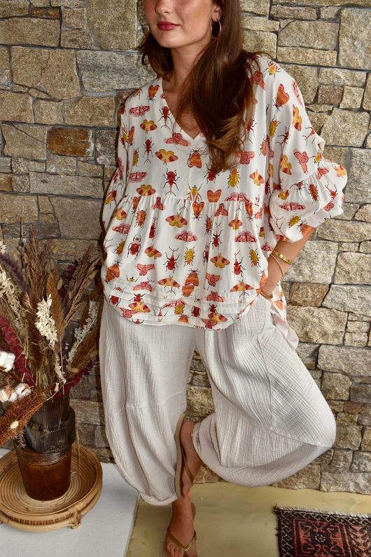 Hush Pillow Cotton Classic Barrel Pant Calico Pre order 12 days 