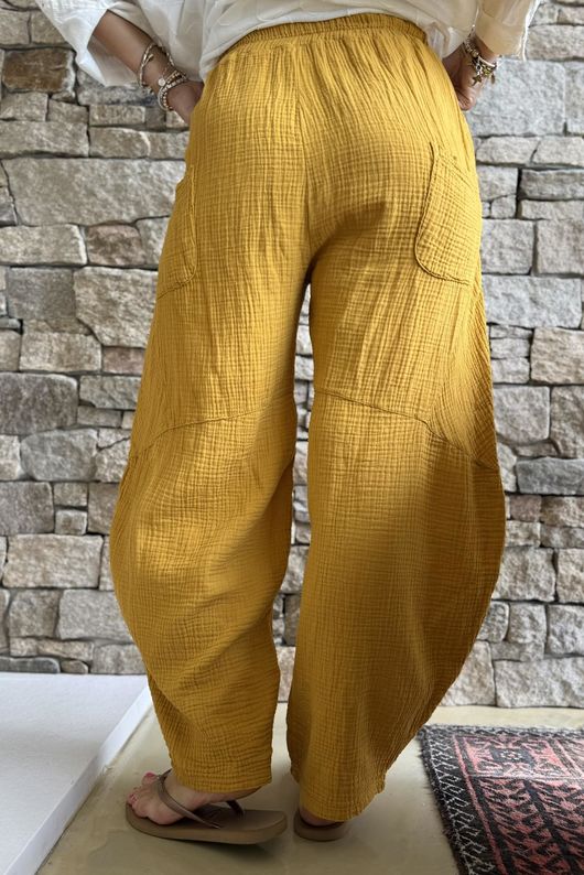 Hush Pillow Cotton Classic Barrel Pant Mustard